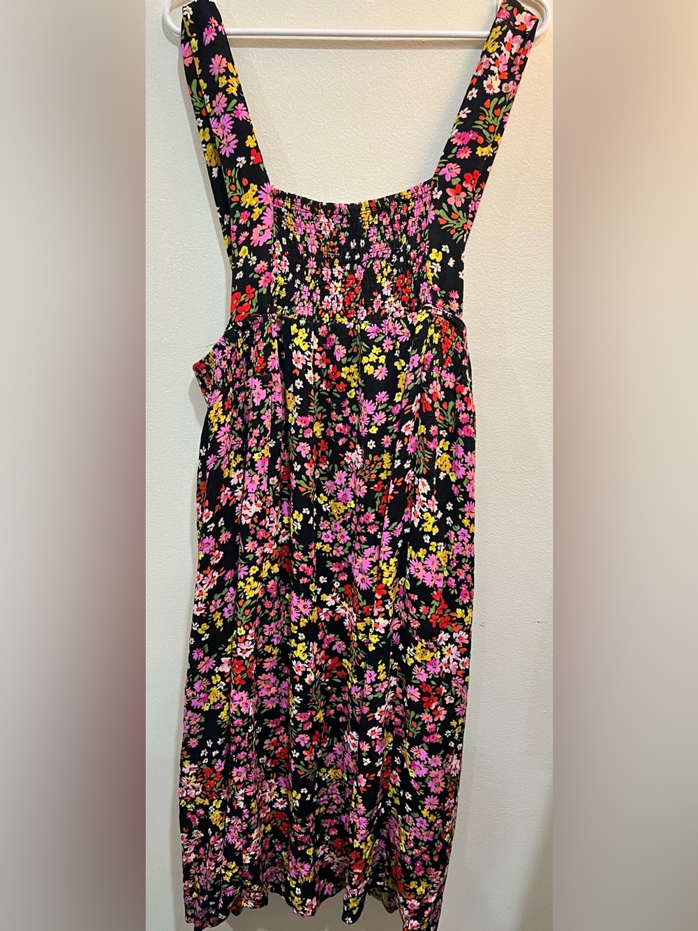 Piper & Scoot Floral Smocked Black Dress- Pink, Yellow, Green Size XXL